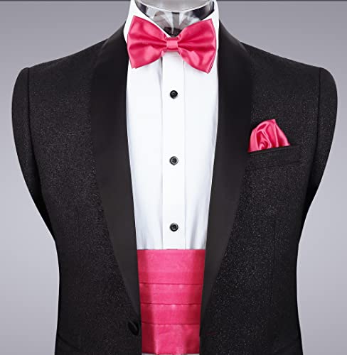 Image of Alizeal Mens Multicolored Silk Solid Cummerbund Bow Tie Set
