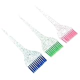 VILLFUL 3 Pinceles Aplicadores para Teñir Cabello Profesional, Cerdas Flexibles para Aplicación Uniforme, Mango Cristal, Colores Rojo Azul Verde, Kit para Peluquería y Uso Doméstico