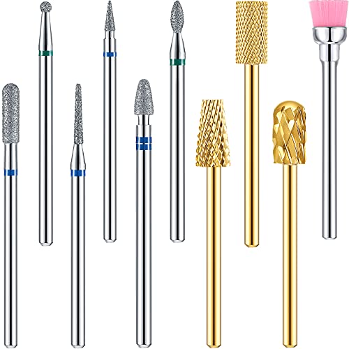 10 Pieces Nail Drill Bits Set for AcrylicTungsten Carbide Nail Bits Gel Nail Drill Bits Cuticle Drill Bits Set Manicure Nail Drill Bits Pedicure Nail Bits with Box Gel Nails Home Beauty Salon