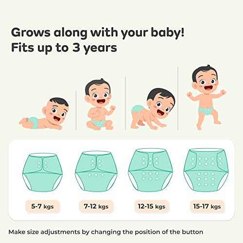 Image of Mylo Leak Proof Baby Cloth Diaper Combo (2 Diaper & 2 Inserts) for 3 Months to 3 Years Babies | Oeko Tex Certified Washable & Reusable Baby Cloth Diaper | Free Size - Cherry Blossom and Celebration