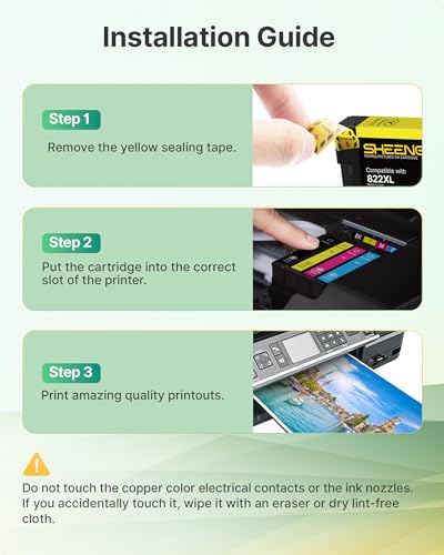 Image of 822XL Remanufactured Replacement for Epson 822XL Ink Cartridges Combo Pack for 822XL Printer Ink Epson for 822 XL T822 to use with Workforce Pro WF-3820 WF-4820 WF-4830 Printer（5 Pack）