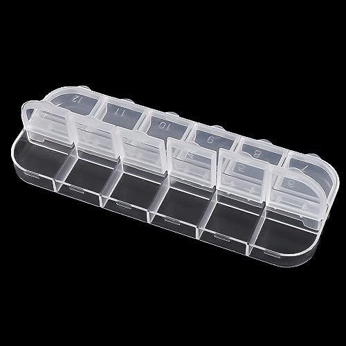 Image of Pokinge 12 Grid Clear Plastic Jewelry Box Organizer 5Pcs Clear Bead Storage Box for Jewelry, Nails, Art DIY, Craft Storage, Glitters Collection