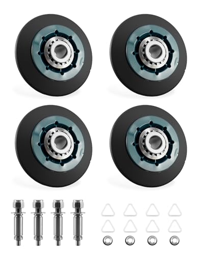 Dryer Front Back Drum Support Roller Shaft Kit, Dryer Drum Rollers Fits for Whirlpool Crosley Replace WPW10314173 W10359271 W10359272 W10314173, 4 Set, Reducing Vibration and Noise