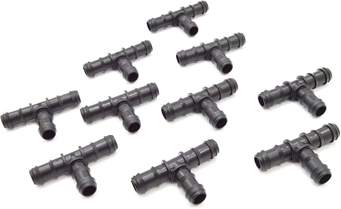 Suinga Pack 1700 Te Riego por Goteo 16mm | Te conector tuberia 16 mm | Te Goteo para Manguera de Riego 16mm, negro
