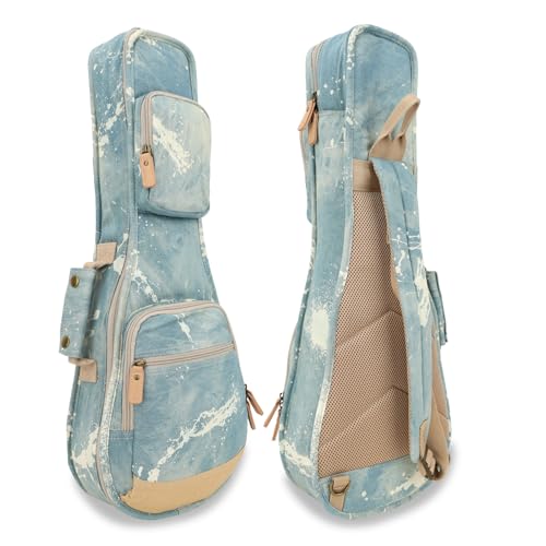 Mochila para Ukulele Soprano de 53 cm acolchoada durável bolsa jeans personalizada para capa de ukulele de 53 cm - azul claro