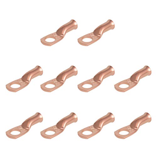 Buy 2 get 3 NEKIEX 10PCS 8AWG - 5/16''Stud Heavy Duty Copper Terminals,Battery Cable Crimp Lugs,Battery Cable Ends,Bare Copper Eyelets Tubular Ring Terminals,Closed End Crimp Electric Connectors
