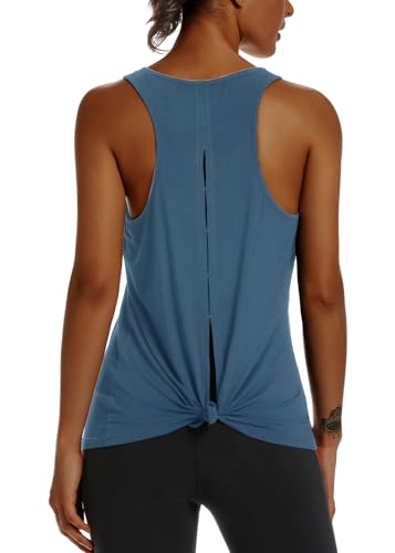 Image of Muzniuer Womens Yoga Workout Tops-Cute Open Back Running Gym Activewear Sports Shirt for Women