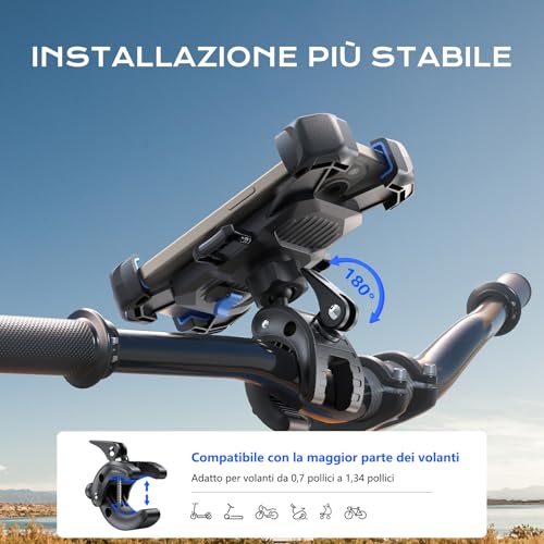 Aevorant Porta Cellulare Universale Per Moto & Bici | Supporto Telefono Anti-Vibrazione Per Manubrio (18-34Mm) | Compatibile Con Smartphone 4.7-7" E Custodia - 4