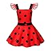 Bambina Ragazze Costumi da Coccinella Principessa Vestito da Ladybug Abito a Pois 2021 Dalmata Vestiti Abiti a Maniche Corte da Natale Carnevale Halloween Cosplay Festa di Compleanno Rosso 4-5 Anni
