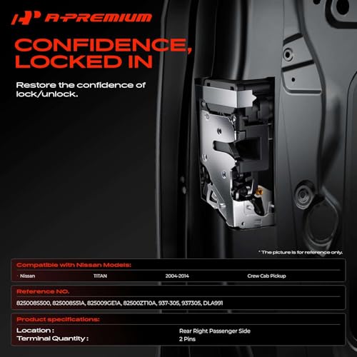 Image of A-Premium Rear Right Passenger Side Door Lock Actuator Compatible with Nissan Titan 2004-2014