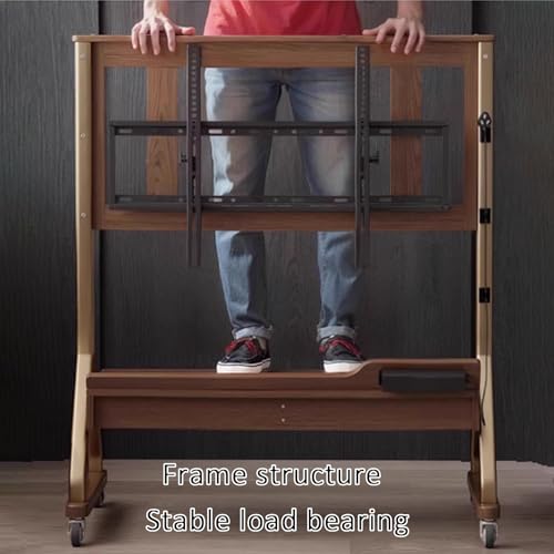 Soporte móvil para TV JKGHK, ruedas 360°, marrón miniatura 5