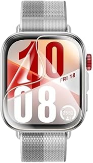 واقي شاشة هيدروجيل مرن متوافق مع ساعة هواوي ووتش فيت 4 برو، وضوح HD مضاد للخدش وخالي من الفقاعات وسهل التركيب بتغطية كاملة ومقاوم للغبار من بشياكة، 3 قطع، غير زجاجي