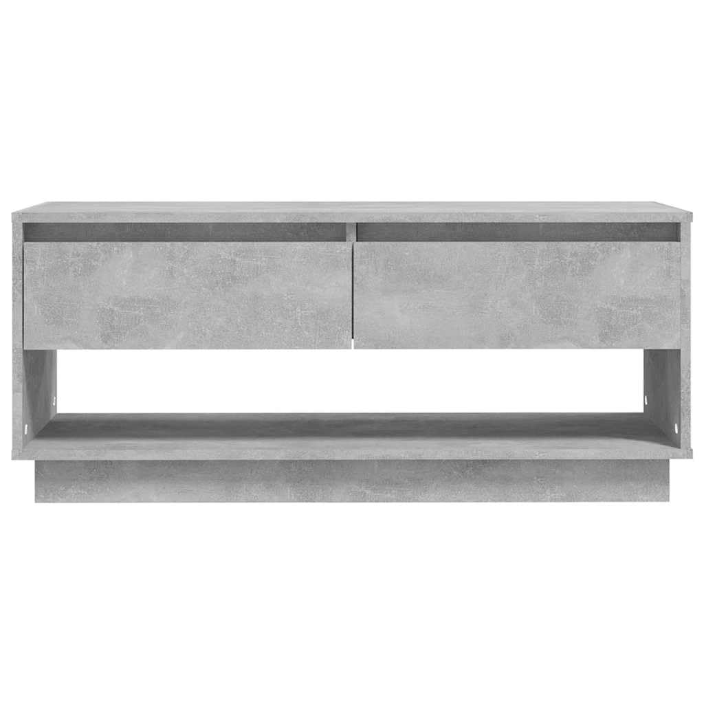 Mobile TV grigio cemento in legno, 102 x 41 x 44 cm, con 2 cassetti e scomparto aperto, per soggiorno, camera da letto, spazio e gestione dei cavi