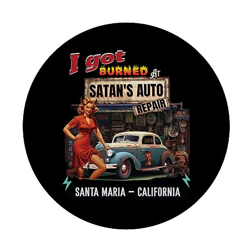 I Got Burned At Satans Auto Repair She Devil SANTA-MARIA PopSockets Swappable PopGrip, Black - Image 3