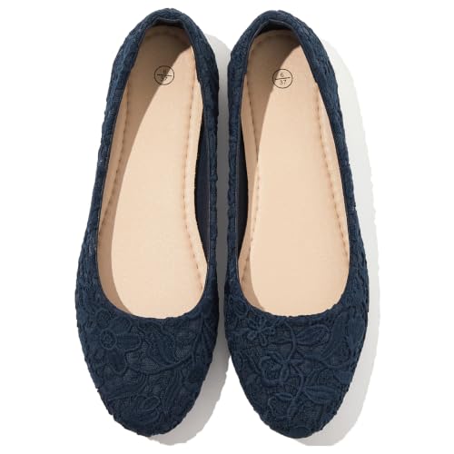 Image of Shupua Womens Flats Lace Ballet Flats Dressy Slip On Shoes for Work Wedding
