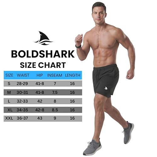 Image of BOLDSHARK Men's 2 in 1 Workout Running Shorts Lightweight Training Yoga Gym Short with Pockets Cycling Shorts..