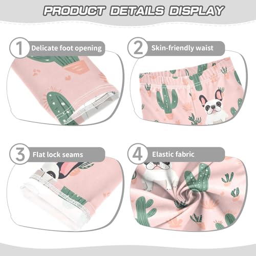 Dog and Cactus Girls Leggings,Workout Leggings for Girls Toddler Athletic Leggings Size for 3-10T3