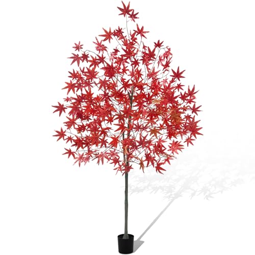 Lunmon 6.6ft Faux Maple Fall Tree Fall Decorations for Home, Artificial Maple Autumn Tree with...
