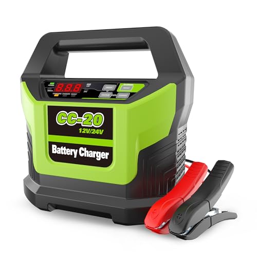 20A 12V/24V Smart Battery Charger Lead-Acid, Automotive Jump Starter, Car Battery Maintainer w/Repair & Winter Mode for AGM, STD, Gel, Deep Cycle