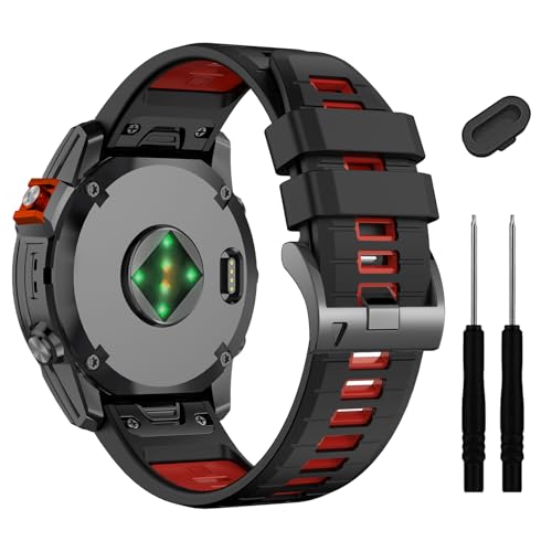 Image of 22mm Compatible with Garmin Fenix E /8 /8pro AMOLED 47mm /Fenix 7 /7 Pro /6 /6 Pro /5 /5 Plus Watch Band,Soft Quickfit Silicone Straps for Forerunner 970 965 955 /Approach S70 47mm /tactix 8 /quatix 7 8 47mm