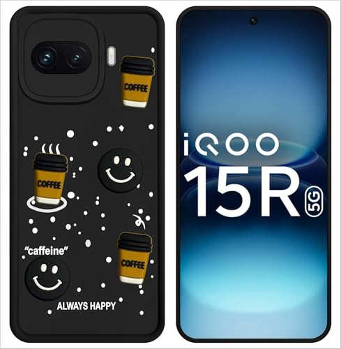 Image of SBMS Silicone Back Cover Case for iQOO 15R 5G | Cute Fun 3D Cartoon, Coffee Design Silicone Case | Camera Protection Bump | Shockproof Back Cover Case for iQOO 15R 5G (Coffe Mug Black)