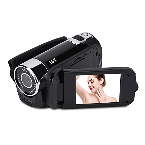Caméra Vidéo Full HD 16X - Caméscope Numérique Portable avec Rotation et Haute Définition, Idéal pour Les Enfants (Noir)