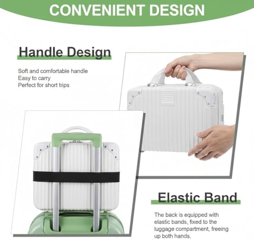 Image of Cosmetic Bag Case Travel Hand Luggage Small Portable Carrying Suitcase Makeup Case for Women Organizer Box Vanity Mini Suitcase (White)