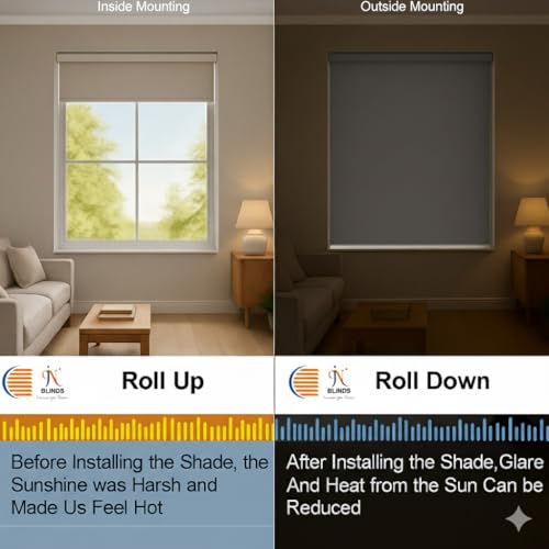 Image of 100% Blackout Roller Blinds for Windows | UV Protection & Thermal Insulated Fabric | Privacy Window Shades for Home & Office | Easy Install
