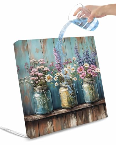 2 Pack Lavender Daisy Waterproof Cushion Covers with Ties, Outdoor Patio Chaise Lounge Chair Seat Cushion Slip Covers Replacement(Only Cover) Vintage Purple Flower Bottle Plant Teal 22