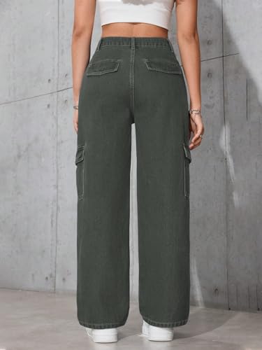 Image of Tagas Women Cargo Jeans | Women,s Cargos-Pants | (Women's) Denim Cargo's Pants || Cargo,s for Woman || Oversized-Jeans for Woman's || Loose Jeans Pant for Woman,s