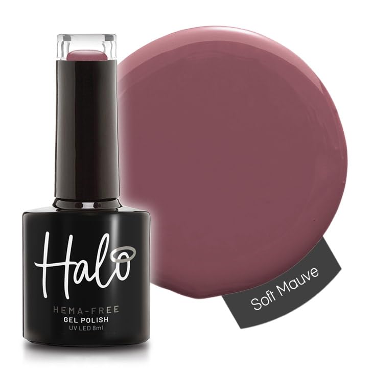 Halo Gel Polish 8ml - Soft Mauve. UV/LED Gel Nail Polish, Long Lasting & Easy To Apply. Nail Art Colours For Manicure & Pedicure. Gel Polish For Professional & Home Use.