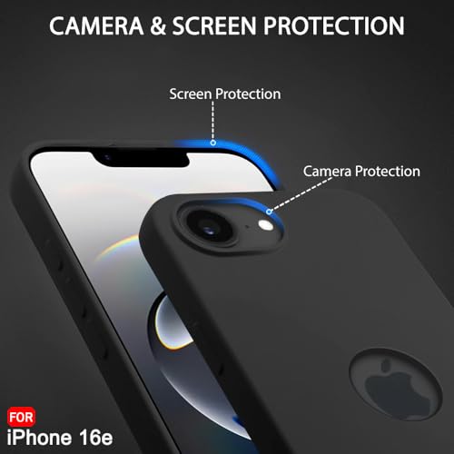 Image of TheGiftKart Liquid Silicone Back Cover Case for iPhone 16e | Soft Micro-Fibre Lining Inside | Camera & Screen Protection | Shockproof Back Cover Case for iPhone 16e (Silicone, Black)