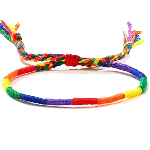 mintolex Rainbow LGBT Pride Bracelet for Lesbian Gay Bisexual Adjustable LGBTQ Pride Bracelets Handmade Braided Wristband Pride Month Friendship Bracelet Gifts for Men Women Bulk no gemstone