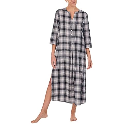 Donna Karan 50" Sleepshirt Caftan Chalk Plaid MD Cover