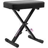 Liquid Stands Foldable Adjustable Piano Bench X-Style Music Stool - Piano Keyboard Bench Seat for Piano Keyboard Stand with Black Cushion Padded Bench for Musicians Piano Stool Chair, Piano Desk