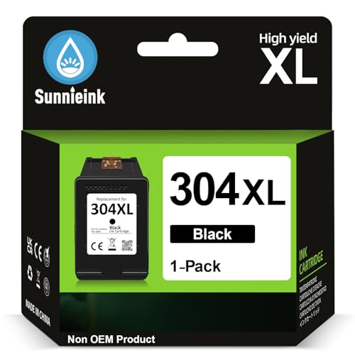 304XL High Yield Ink Cartridge Black- 750 Pages, Replacement for HP 304 Black Ink Cartridge Original