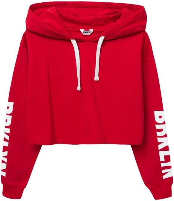 WINKIKI Sweat à Capuche Court Croppé Fille Ado - Manches Longues, Cordon Réglable, 100% Coton Doux - Look Tendance Et Confortable