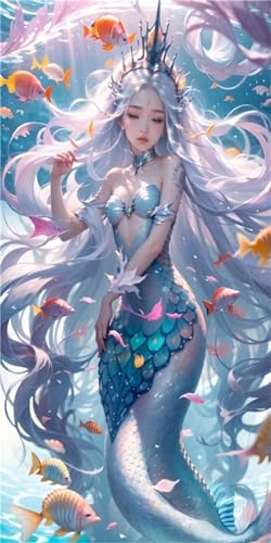 Kit complet diamond painting 100x200cm avec strass 5D de sirène pour adulte de grande taille