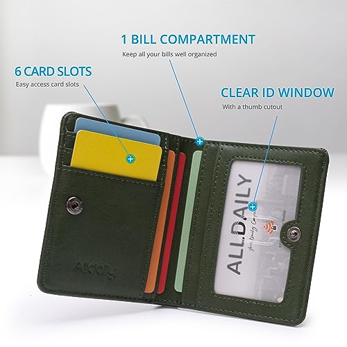 Alldaily Small RFID Wallet for Women Slim Compact Bifold Pocket Ladies Travel Mini Purse (Green)3