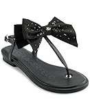 Karl Lagerfeld Paris Women's Cristi Studded Bow Thong Flip Flop Sandal Slide, Black, 9.5