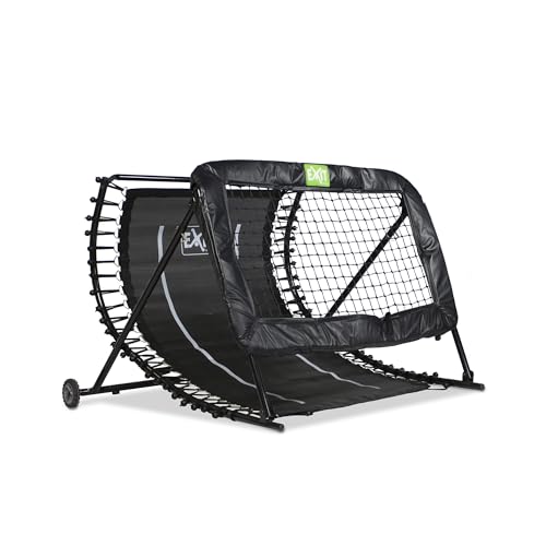 EXIT Toys Kickback Fußball Rebounder - 124x90cm - Trainiere Deine Balltechnik - Üben schießen, passen, annehmen, Tor hüten und köpfen - 7 Positionen - Mir Räder; Einfach Versetzbar - Schwarz