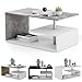 Produktbild MIADOMODO® Couchtisch - 90x50 cm, mit Stauraum, Modern, Eckig, Asymmetrisch, Leicht, Lang, Niedrig, Weiß mit Betonoptik/Eichenoptik/Grau - Wohnzimmertisch, Sofatisch, Kaffeetisch (Weiß-Betonimitat)