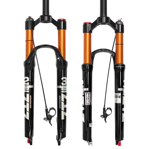 ZTZ [EU Stock] Horquilla MTB, Horquilla Delantera de Aleación de Magnesio de Montaña, Amortiguador de Presión de Aire, Horquilla de Bicicleta, Accesorios 26 Romote Lockout