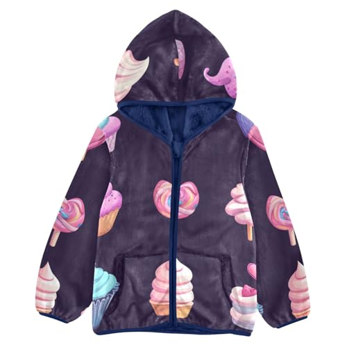 Cartoon Cakes Girls Fleece Jacket Girls Fall Jacket Girls Zip Up Hoodie Girls Sherpa Jacket 2-10T