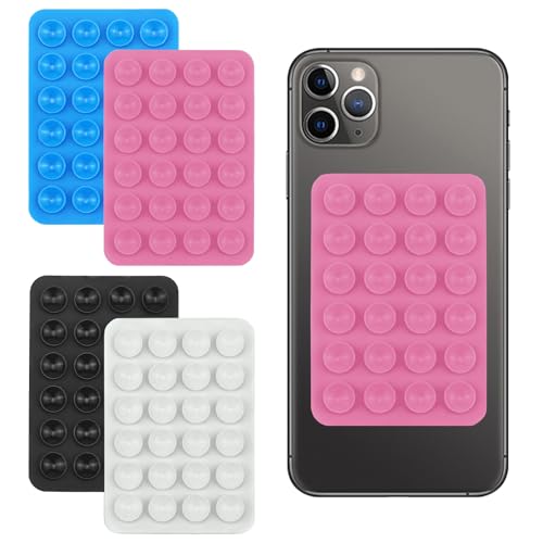 Ventosa Telefono 4 Pezzi per Cellulare Ventose silicone Multifunzionale Autoadesivo Porta Antiscivolo per Doccia per Video e Selfies