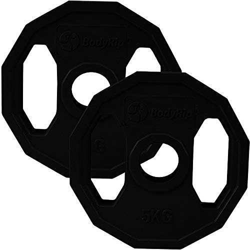 BodyRip Polygonal Black Coded Olympic 2 Weight Plates | Curl, Press, Pullover | Fitness Exercise, Weight Lifting, Crossfit | 2 Pcs of 5kg