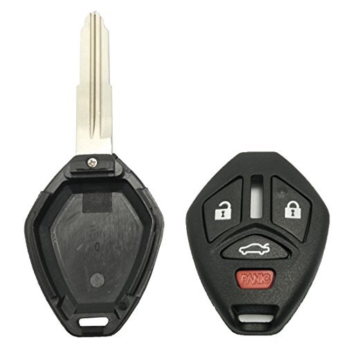 Keyless Entry Remote Key Fob Shell Case 4 Buttons Replacement for Mitsubishi Eclipse Lancer Endeavor Galant Outlander with Uncut Blade (Black)