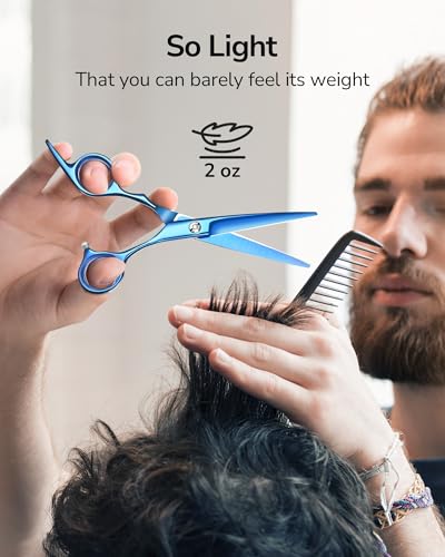 Image of Hair Cutting Scissors, ULG Professional Hair Scissors 6.5 inch Right-Hand Razor Edge Barber Shears Salon Hair Cutting Shears Made of Japanese Stainless Steel, Hand Sharpened Navy