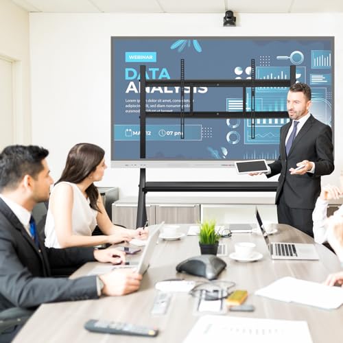 Image of Interactive Whiteboard Portable Stand for 55 inch-86 inch Smart Board, Four Lockable Wheels, Sleek Design for The Modern Office or Classroom
