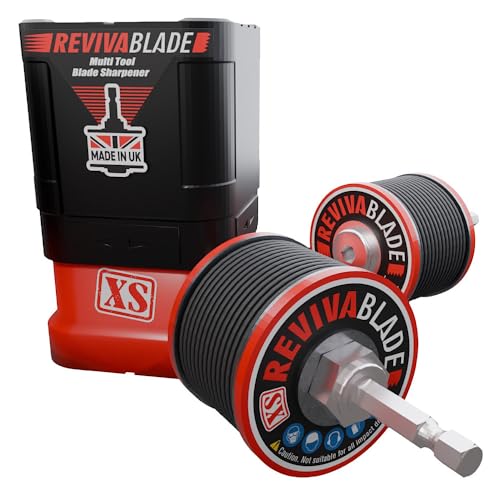 Revivablade XS Multi-Tool Blade Sharpener with Hex Arbor for Cordless Drill or Impact! Precision Resharpening of Oscillatory Multi-Tool Blades 35mm Wide. Suitable for Professional Trades and DIY.